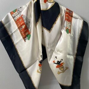 Elegant Silk Scarf with Black and Cream Design